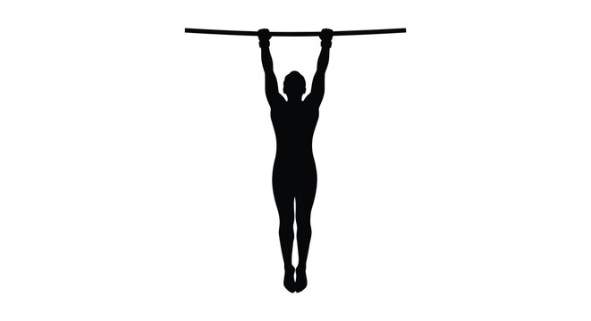 A person performing a pull up exercise in dark silhouette