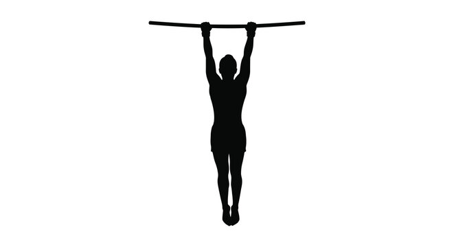 A person performing a pull up exercise in stark silhouette