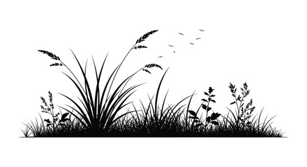 Black vegetation against a white background a striking silhouette © nhpvect02