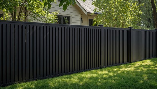 house with a dark composite fence