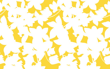 Obraz premium Print. Vector illustration Seamless yellow botanical pattern with flower silhouettes in vector for textiles for women