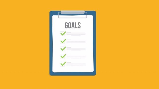 Business Goals Checklist with Target and Arrow, Success Strategy Planning Concept, Achievement Objective List, Productivity Management, Growth Vision, Corporate Goal Setting Video Animation