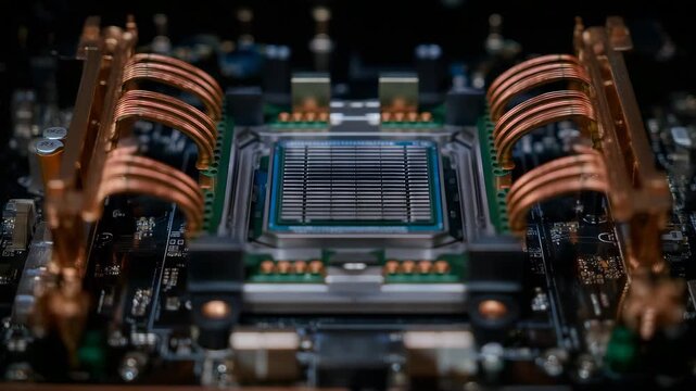 205Macro view of TEG module under operation, hot and cold sides clearly distinguishable, thermal imaging effect applied, copper and ceramic materials emphasized, shallow depth of fiel