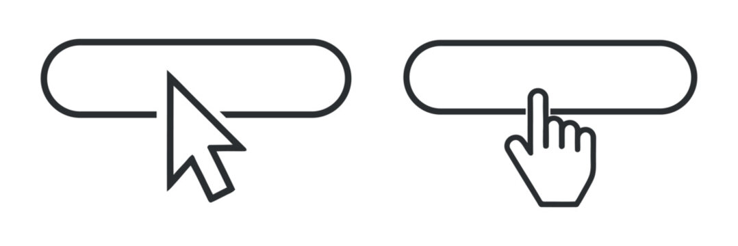 Cursor Clicking Button Finger Pressing Interactive Element UI Design Concept Minimalist Vector Graphic