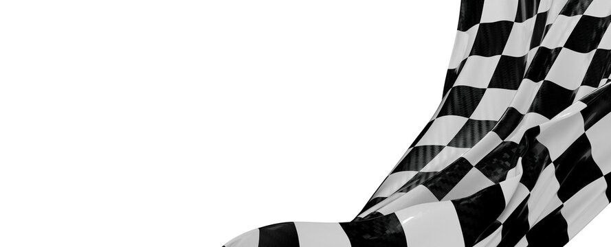 Dynamic image of a checkered racing flag against a pure white background, ideal for sports, competition, and victory-the