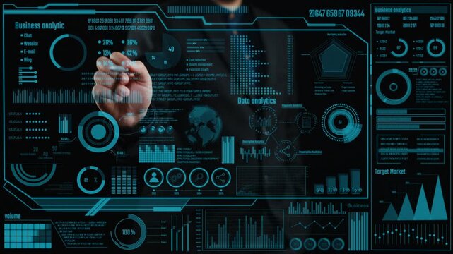 Explore the realm of business analytics with a digital display showcasing interactive graphs and charts for effective data visualization and decision-making. Cipher