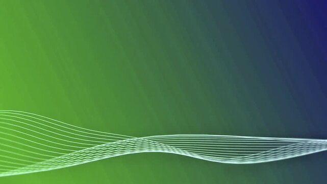 Minimalist white thin line waves flowing gently over a solid green to dark blue gradient background for clean corporate presentations and environmental themes.