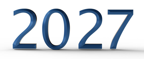 2027 in striking blue, textured numerals, isolated against a clean white background, suitable for future concepts and c © vegefox.com