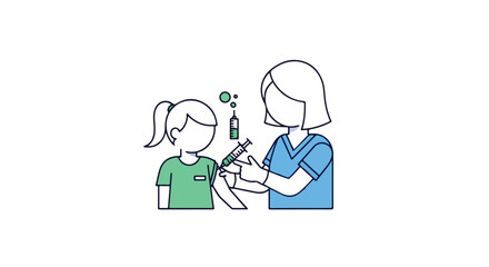 Fototapeta premium A healthcare professional administering a vaccine to a child during World Immunization Week against a clean white background