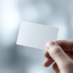 Obraz premium Blank business card in hand networking contact concept
