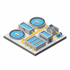 Obraz premium Modern Wastewater Treatment Plant Infrastructure Isometric Illustration.