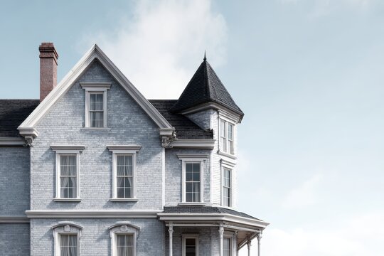 Victorian era house with detailed architecture historical building concept