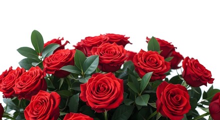 Obraz premium A bouquet of vibrant red roses on a white background