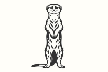 Fototapeta premium Monochromatic meerkat stands tall with curious expression, showing detailed fur pattern and alert posture