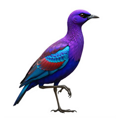 Fototapeta premium Beautiful colorful exotic bird with bright purple blue and red feathers