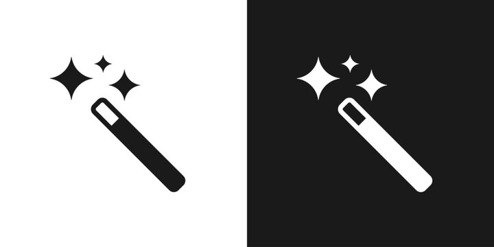 Magic Wand Icon Set for AI Image Generation, Creative Photo Editing and Auto Enhancement Vector, Minimalist Sparkle Symbol for Magic Effects and Smart UI Design
