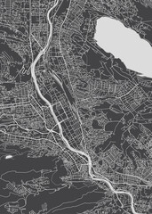 Detailed monochrome сity map Tbilisi the capital and largest city of Georgia, urban plan, vector illustration © max_776