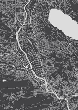 Detailed monochrome сity map Tbilisi the capital and largest city of Georgia, urban plan, vector illustration