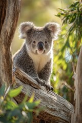Obraz premium Calm wildlife moment: koala gazing with curiosity in natural light