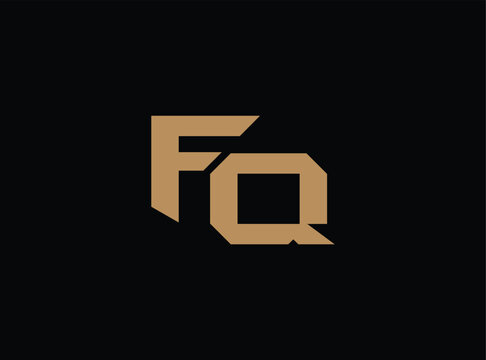 Modern gold 3d lettering FQ logo design on transparent background