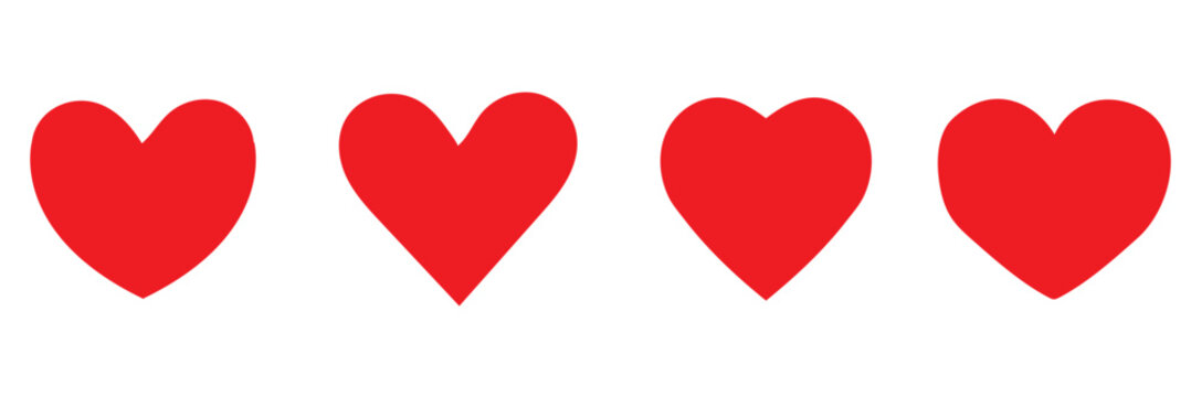 Red heart set vector image on white background. Red heart icons set . red vector heart love icon. Heart collection. Vector art EPS