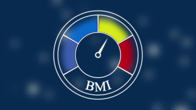 Circular BMI gauge with color-coded segments and needle