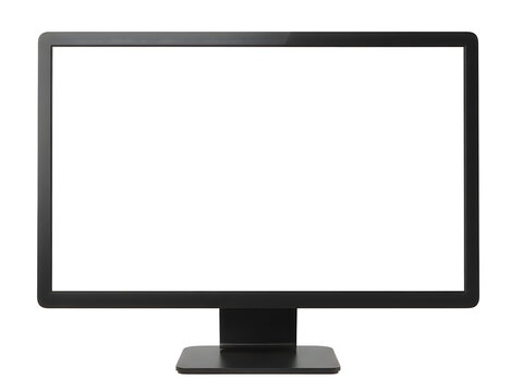 A high resolution computer monitor with a blank screen on a white background.
