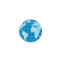 Obraz premium Blue Globe Icon with Grid Lines Representing Earth