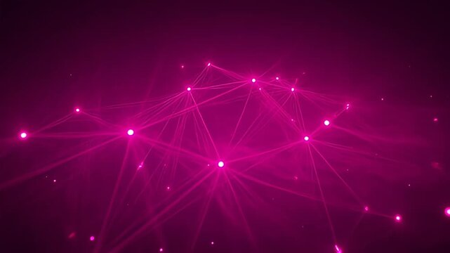 Magenta plexus network background, glowing digital connection lines and dots, abstract pink technology data visualization for corporate presentations 4k