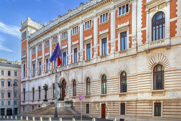 Obraz premium Main facade of Camera dei Deputati from Piazza del Parlamento in Rome, Italy. Liberty style architecture and sunny day