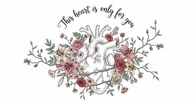 Heart floral illustration decorative design