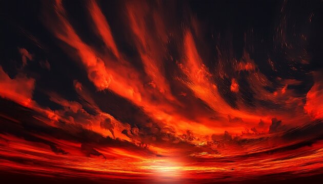 A Fiery Toned Red Sky And Abstract Black And Red Background With Smoke And Flame Effects Wide Banner For Design Generative Ai