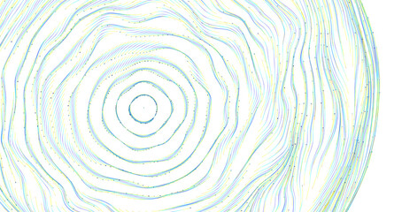 Fototapeta premium Abstract image showing concentric circles and curved lines in a vibrant color scheme of blue, yellow and white. Great fo