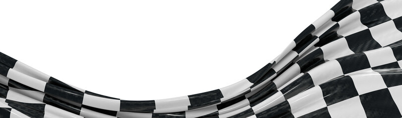 Dynamic image of a checkered flag waving in the wind against a white background. Perfect for racing...