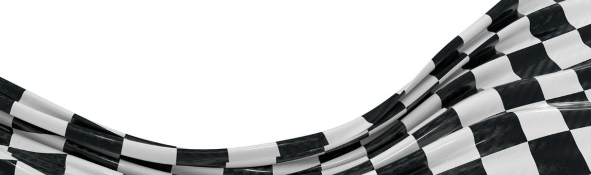 Dynamic image of a checkered flag waving in the wind against a white background. Perfect for racing and victory themes.