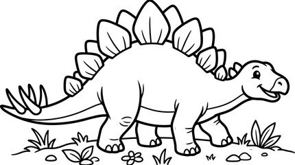 Stegosaurus Dinosaur Walking on Ground. © Pidi