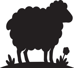 Fluffy Grazing Farm Sheep Village Silhouettes © RafsanJani