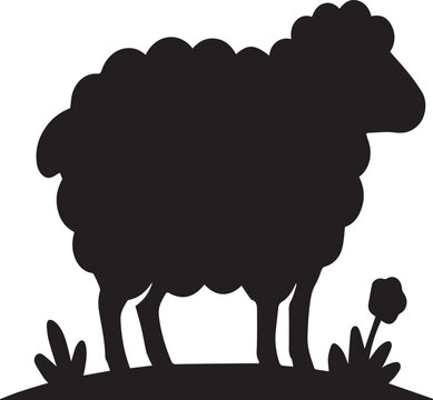 Fluffy Grazing Farm Sheep Village Silhouettes