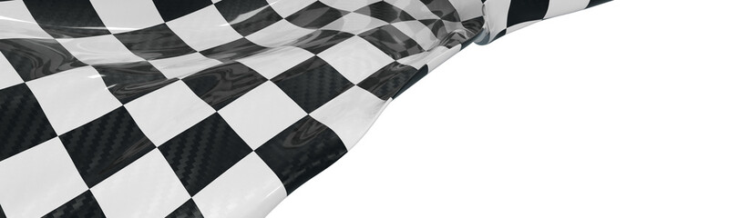 Dynamic checker flag waving against white backdrop. Ideal for racing, victory, competition, and...