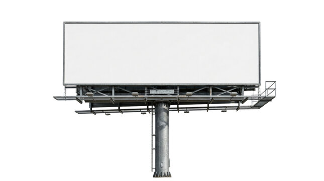 Large blank outdoor billboard on transparent background