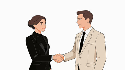 Fototapeta premium Business handshake between man and woman
