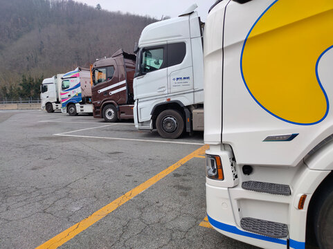 Prague, Czech Republic - March 11, 2026: The colorful trucks is parked near the gas station