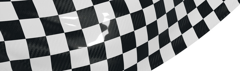 Fototapeta premium Close-up of a checkered racing flag, waving in the wind. Symbol of speed, competition, and victory. Perfect for racing a