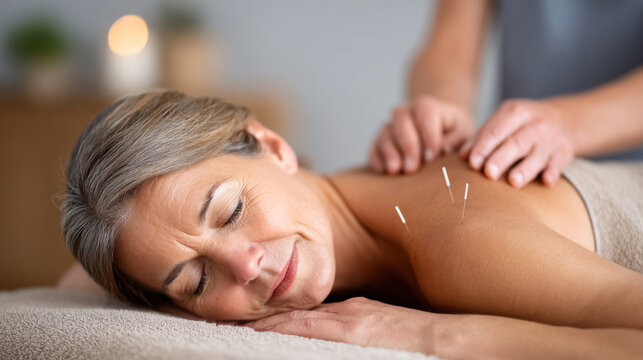 Acupuncture therapy session for relaxation and wellness in alternative medicine