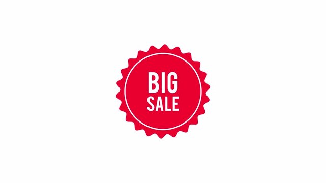 Big sale promotional badge motion graphic with clean white background