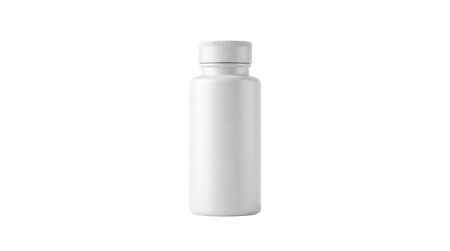 White plastic supplement or medicine bottle mockup