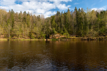 Obraz premium Latvia. Sigulda. View over the river in spring.