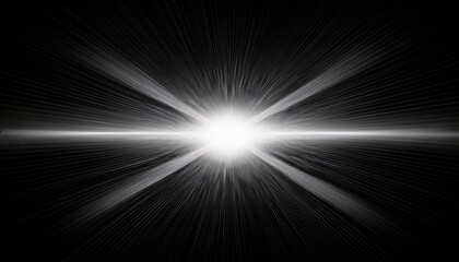 Obraz premium Striking White Lens Flare With A Bright Central Sphere Emitting Horizontal Light Rays In A Completely Dark Void On Transparent Background