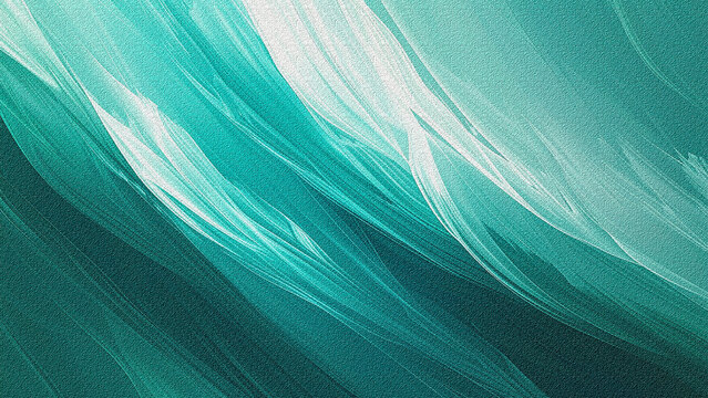 4K Panoramic 16:9 Abstract Teal and White Flowing Waves with Gritty Sandstone Texture