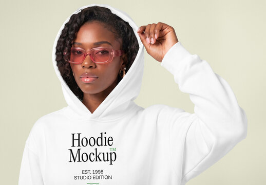 Woman in Hoodie Mockup